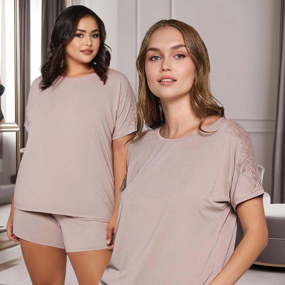 Soft Pajama Set with Pockets Womens Plus Size 1X Blush Color Loungewear
